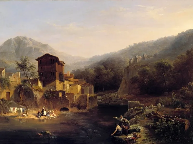 1789-Christian Brune - Vista di Thiers, in Alvernia
